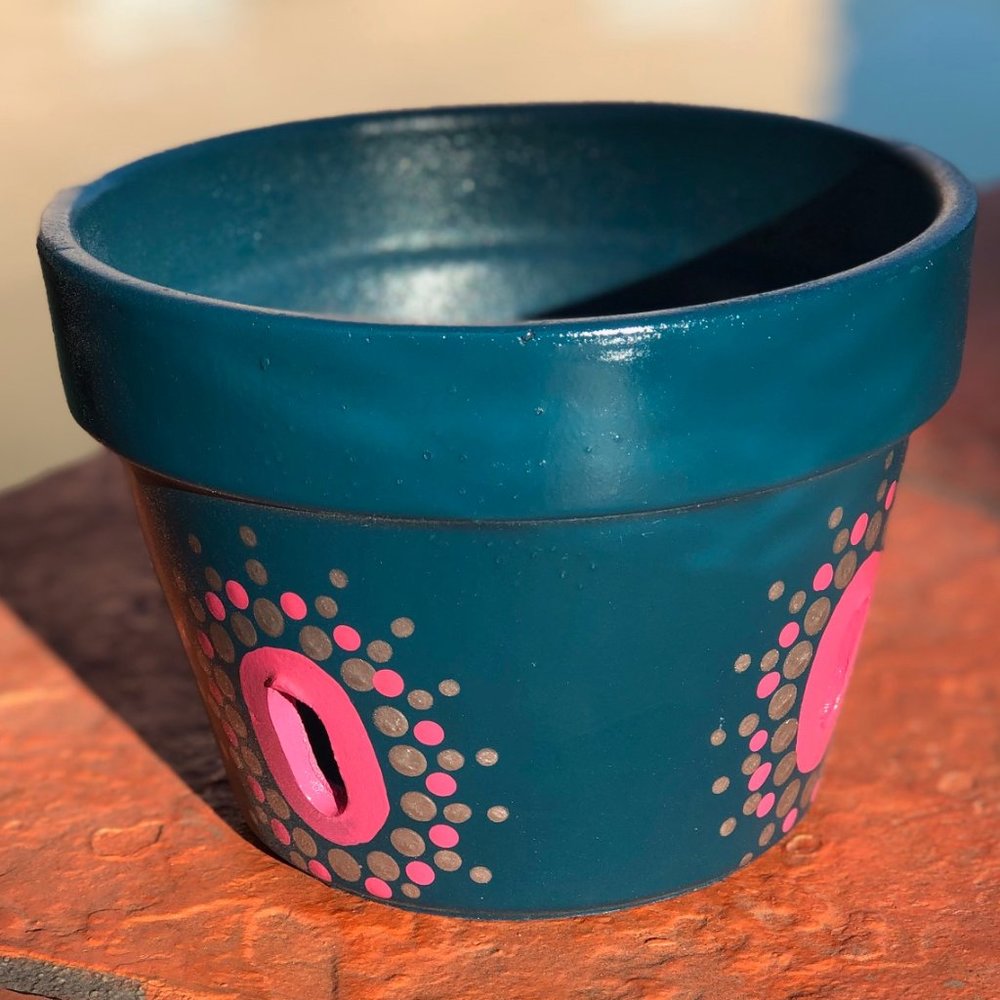 Spaced Out in Satin Peacock Blue (6” Orchid Pot) - Picture 2 of 4